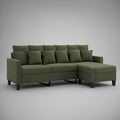 Olive Green Sectional Sofa with Right-Facing Chaise, 110 x 64 x 34 in.
