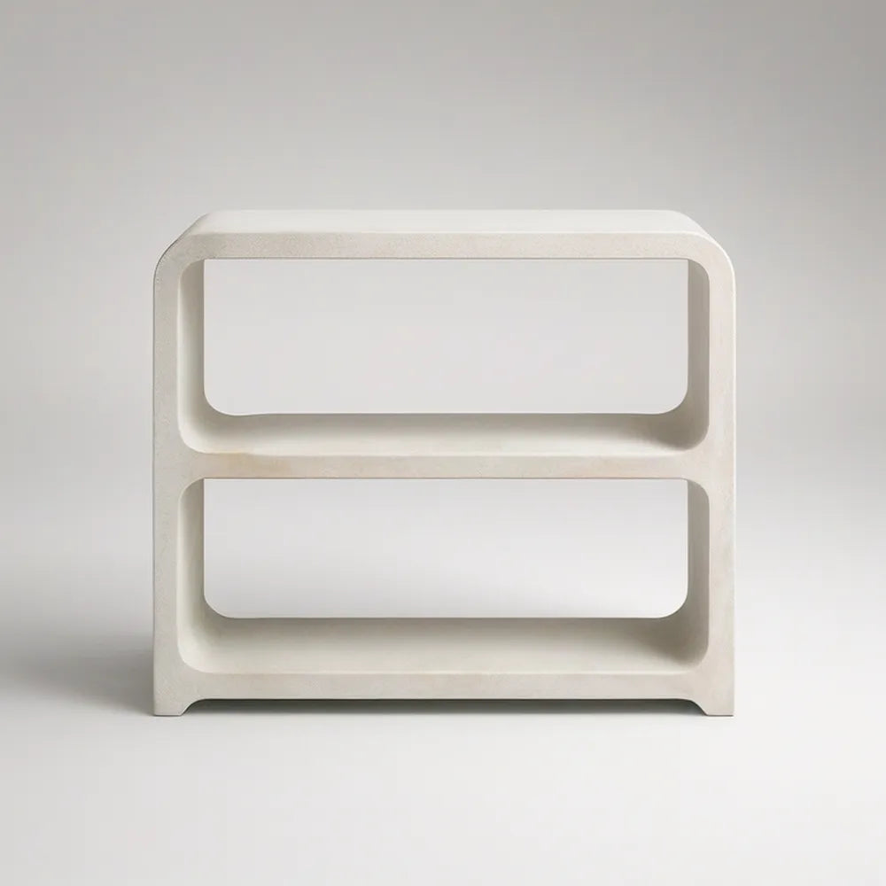 Ivory Reinforced Concrete 2-Shelf Bookcase, 31.5 x 11.8 x 31.5 in