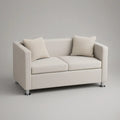 Cream 2-Seat Loveseat Sofa with Throw Pillows, 55.1 x 32.3 x 33.5 in