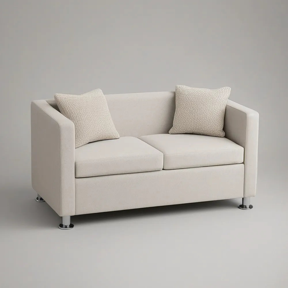 Cream 2-Seat Loveseat Sofa with Throw Pillows, 55.1 x 32.3 x 33.5 in