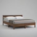 Queen Solid Rubberwood Platform Bed, Walnut Brown, Fits 80 x 60 in Mattress