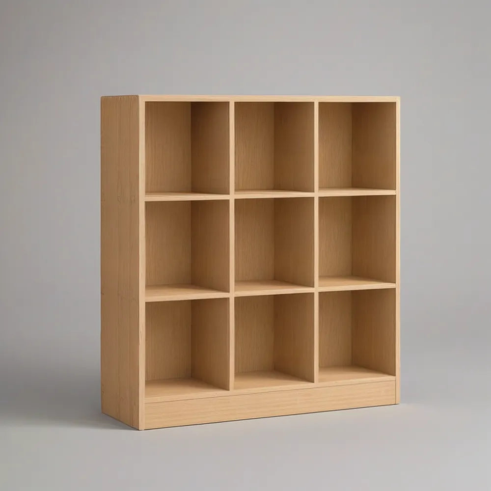 9-Cube Storage Organizer, Natural Oak Veneer MDF, 47.2 x 11.8 x 47.2 in