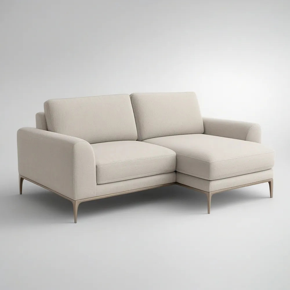 Contemporary 2-Seat Right-Facing Chaise Sectional, Cream Polyester, 78.7 x 55.1 x 33.5 in