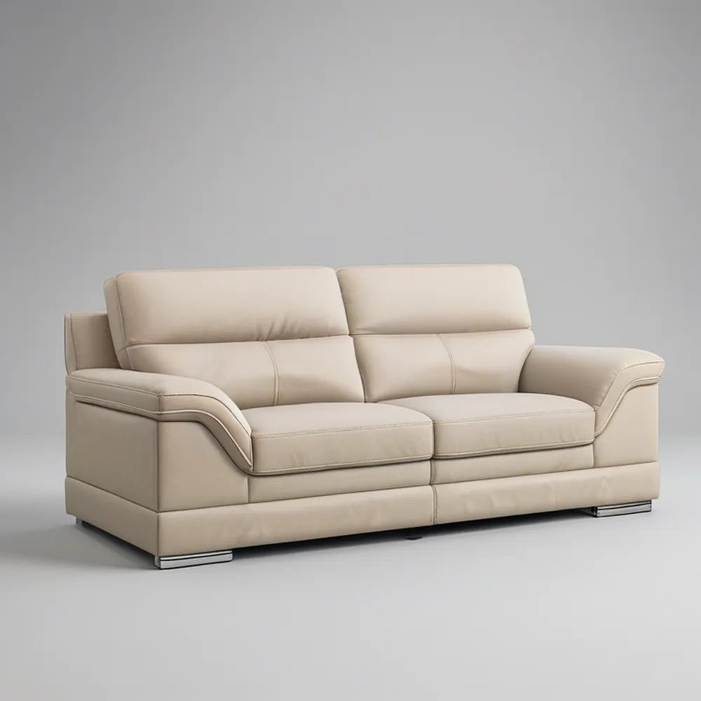 Beige PU Leather 2-Seater Sofa, 63 x 35 x 35 in