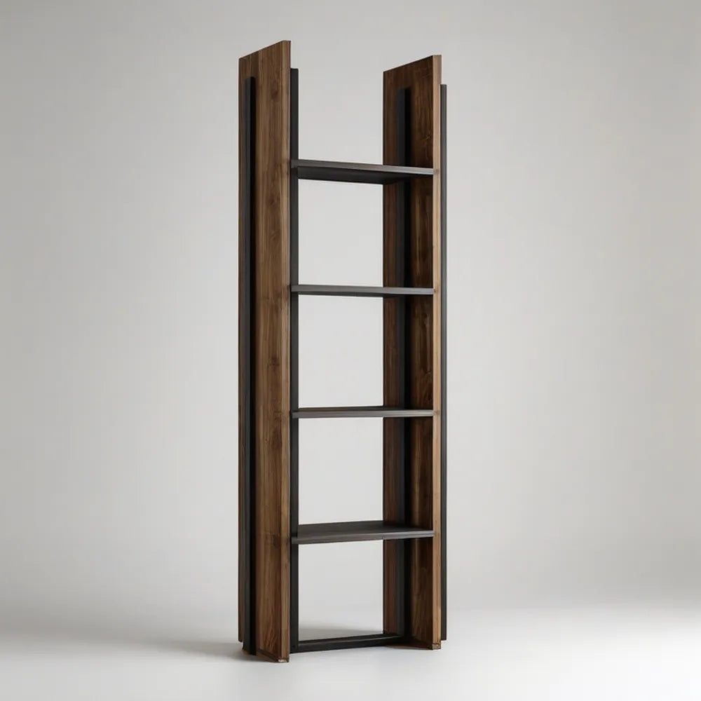 5-Tier Open Bookcase, Walnut Brown and Black, 24 x 14 x 72 in